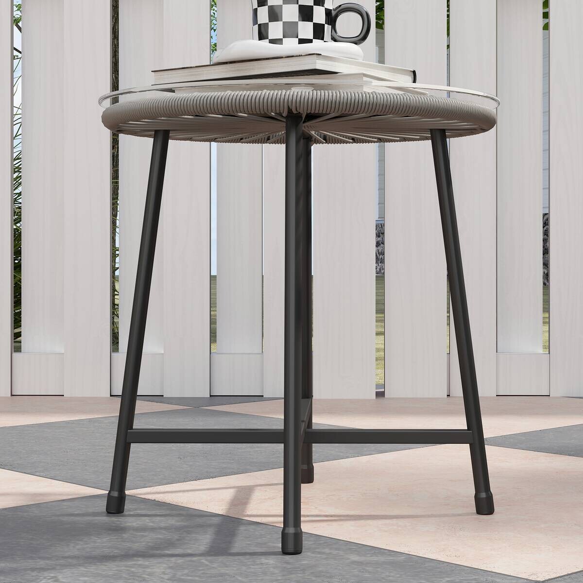 Outsunny Balkonmöbel-Set dunkelgrau Polyethylen B/H/L: ca. 63x76x65 cm