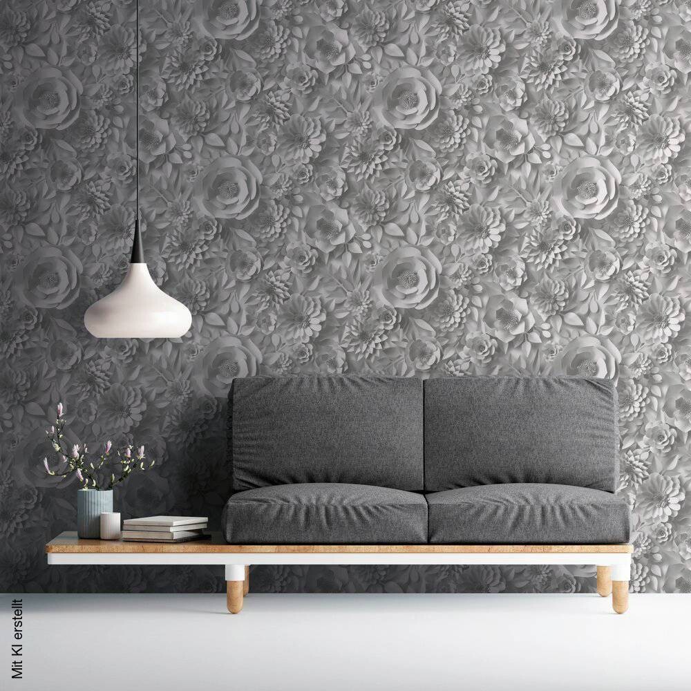 A.S.Creation Vliestapete Floral grau B/H: ca. 0,53x10,05 cm