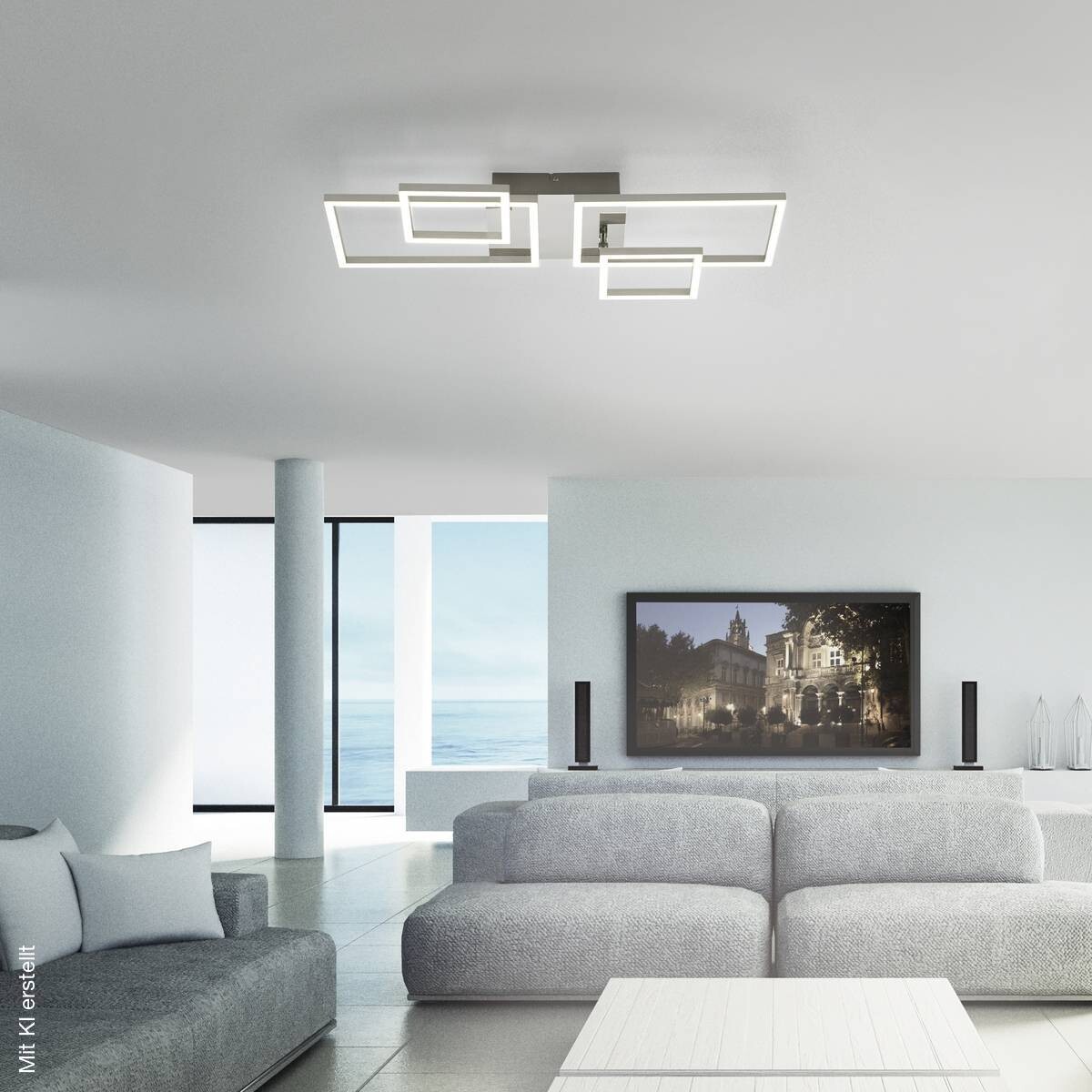Just Light Deckenleuchte 14030-55 Iven stahlfarbig Kunststoff Eisen Aluminium B/H/L: ca. 34x7x65 cm
