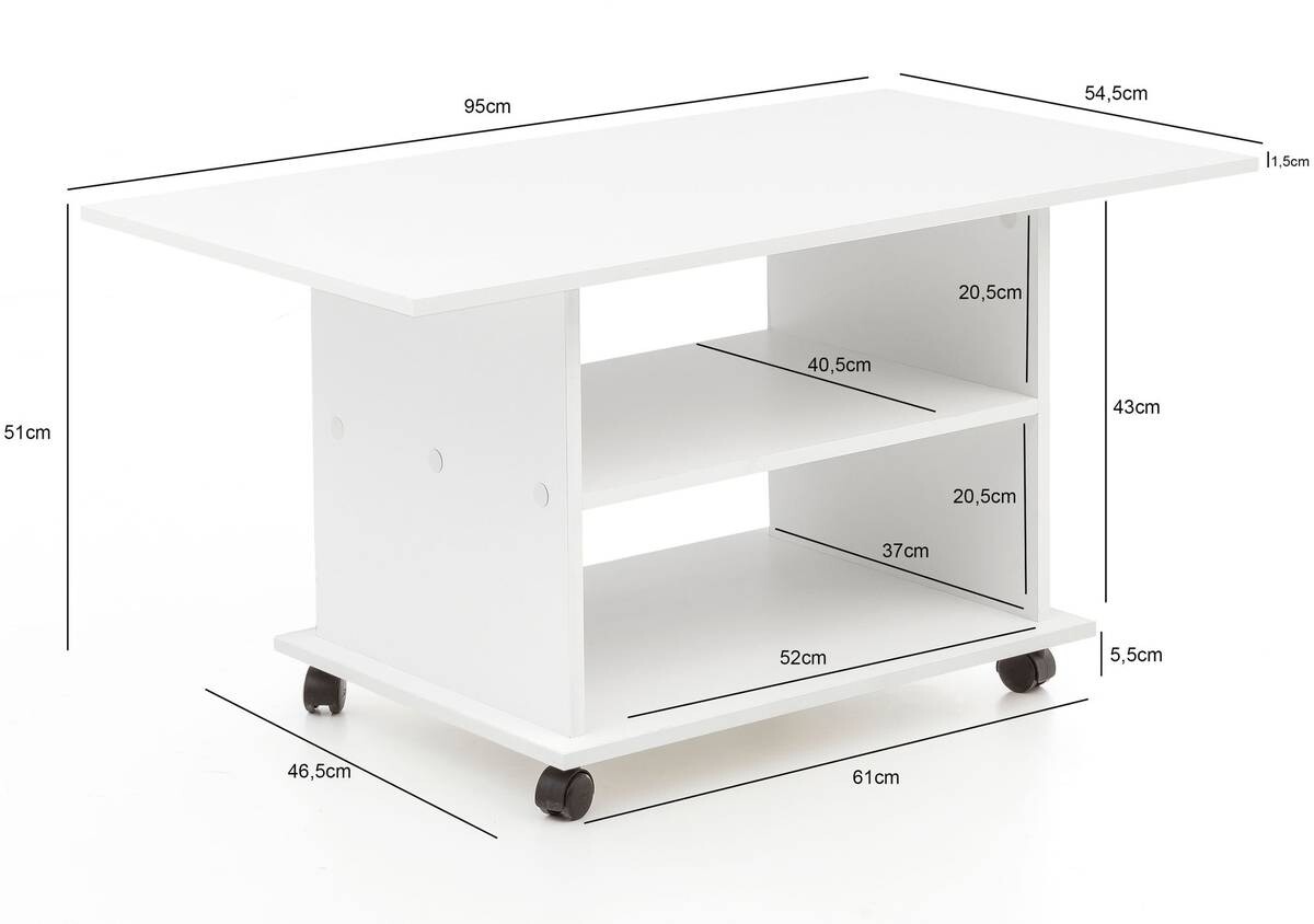 Wohnling Couchtisch weiß B/H/T: ca. 95x51x54 cm