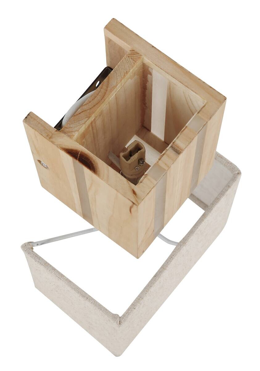 GLOBO Wandleuchte ADAN natur Leinen Holz B/H: ca. 16x34 cm E14 1 Brennstellen