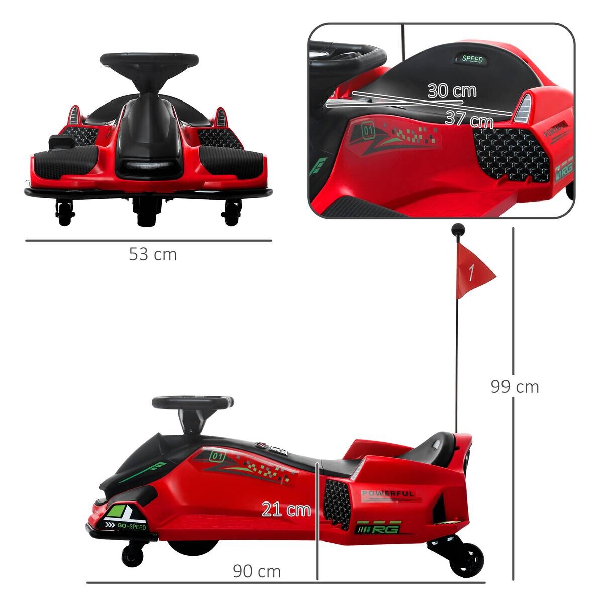 HOMCOM Kinder Elektro Gokart rot B/H/L: ca. 53x99x90 cm