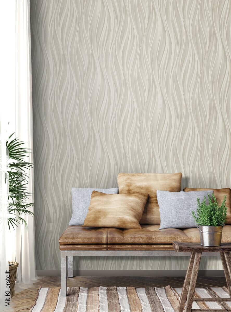 Vliestapete Wellen beige B/L: ca. 53x1005 cm