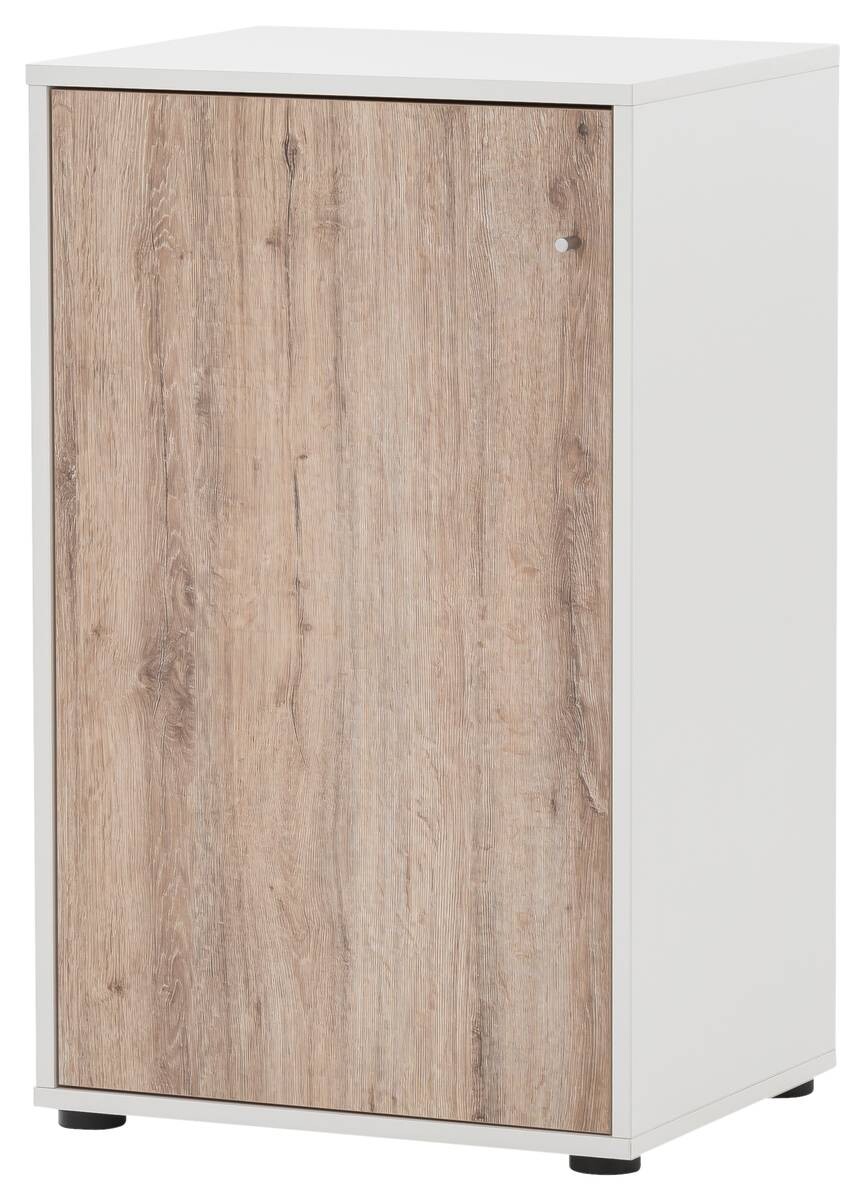 Midischrank Serie 400 perlweiß Optik Wildeiche Nachbildung B/H/T: ca. 50,9x83,6x41 cm