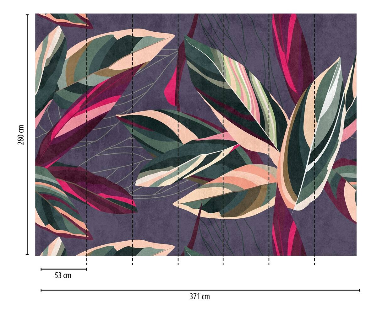 Livingwalls Fototapete Floral lila pink grün B/L: ca. 280x371 cm