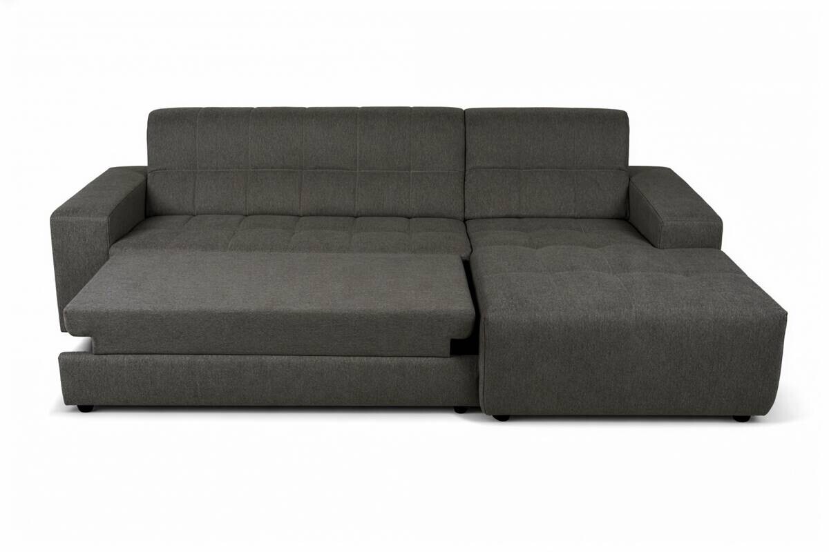 Ecksofa mit Bettfunktion dunkelgrau Flachgewebe B/H/T: ca. 267x93x163 cm