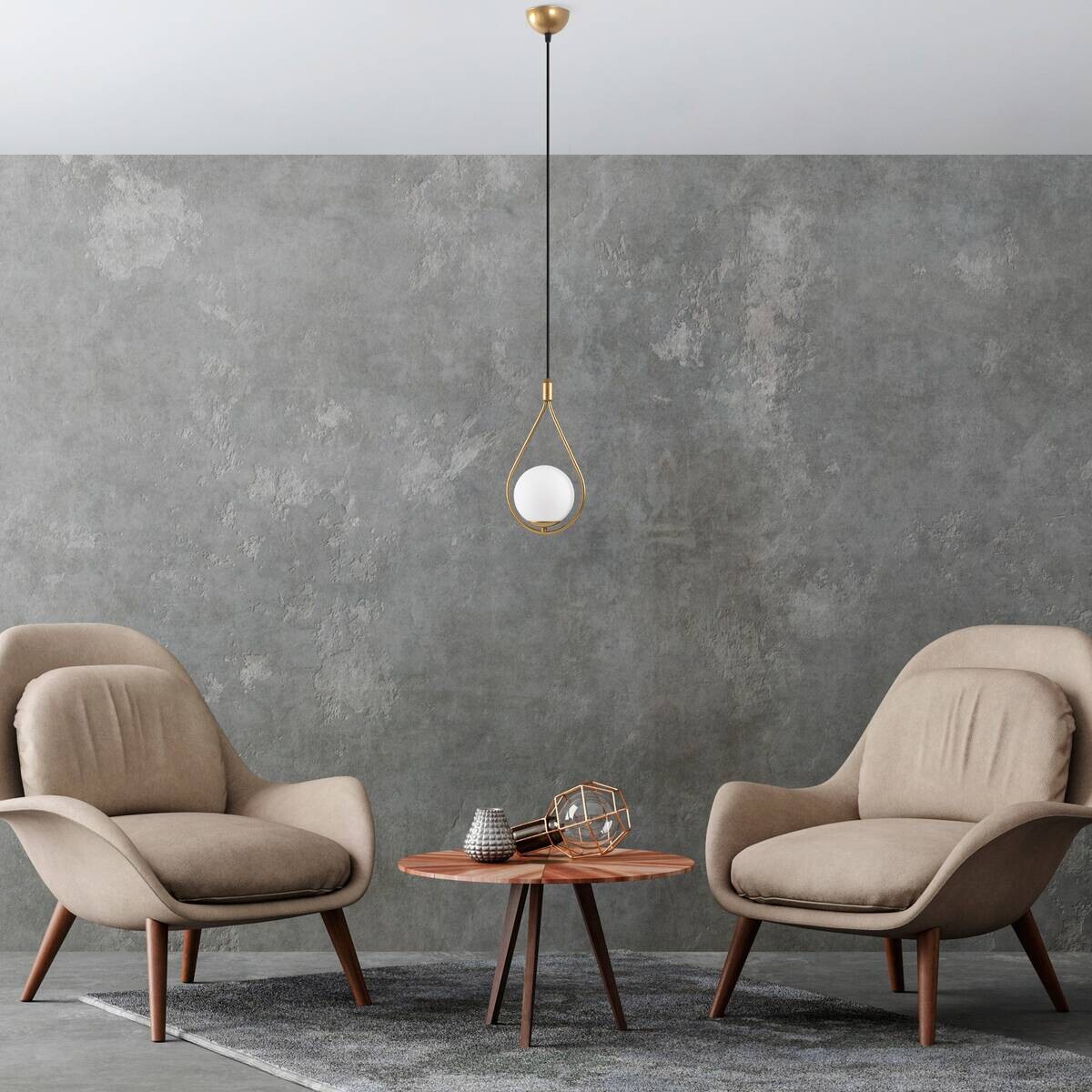 Opviq Pendelleuchte Mudon gold Glas B/H/T/L/D: ca. 15x136x15x15x15 cm E27 1 Brennstellen