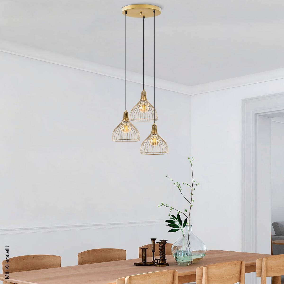 Opviq Pendelleuchte Cafu gold B/H/L: ca. 49x121x49 cm E27 1 Brennstellen