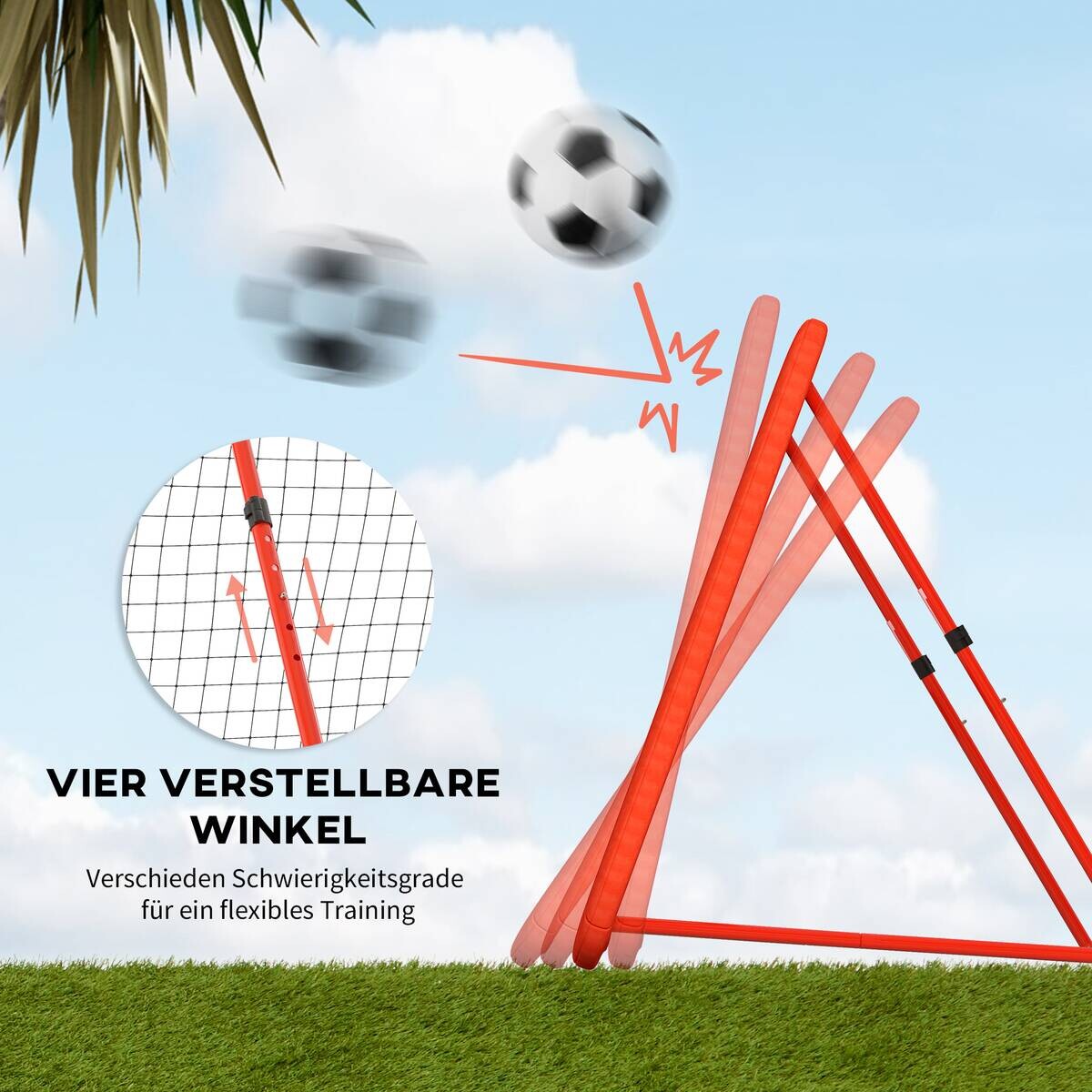 HOMCOM Fußball Rebounder rot Metall B/H/L: ca. 118x120x128 cm