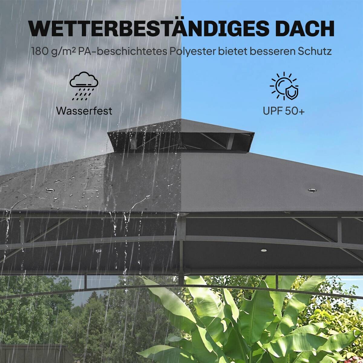 Outsunny Pavillon dunkelgrau Metall B/H/L: ca. 300x285x300 cm