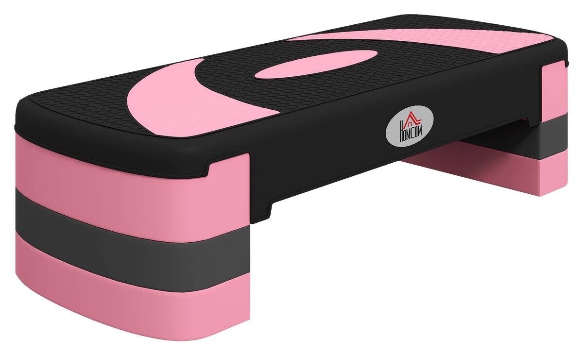 HOMCOM Steppbrett rosa Kunststoff B/H/L: ca. 31x20x80 cm