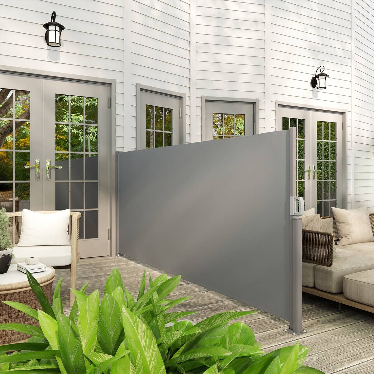 Outsunny Seitenmarkise dunkelgrau Polyester B/H/L: ca. 1x140x300 cm