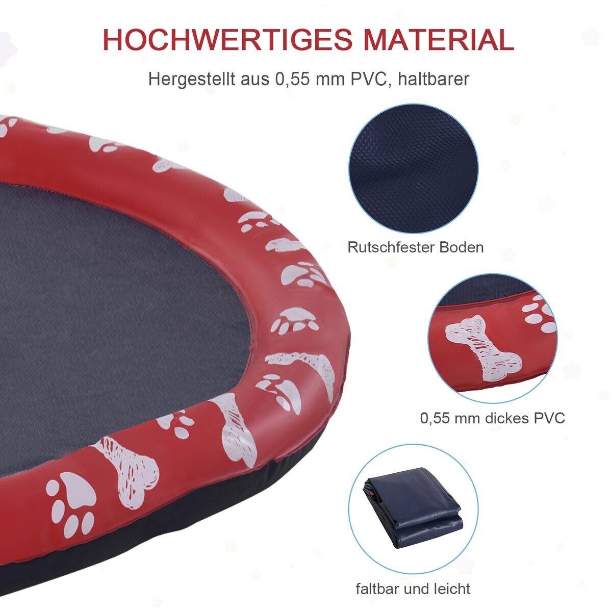 PawHut Hunde-Planschbecken rot Kunststoff B/H/L: ca. 170x1x170 cm