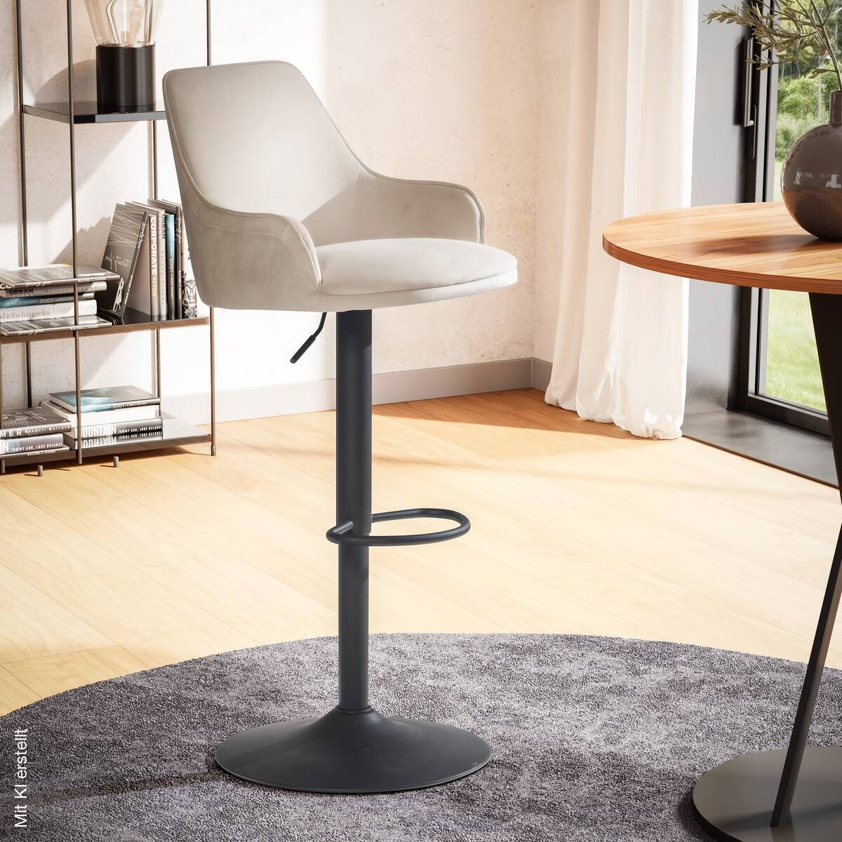 Barhocker beige Samt B/H/T: ca. 45x106x45 cm