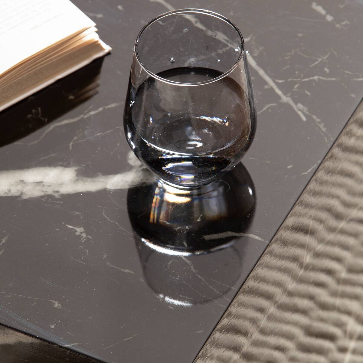 Wohnling Couchtisch schwarz Marmor B/H/T: ca. 40x45x40 cm