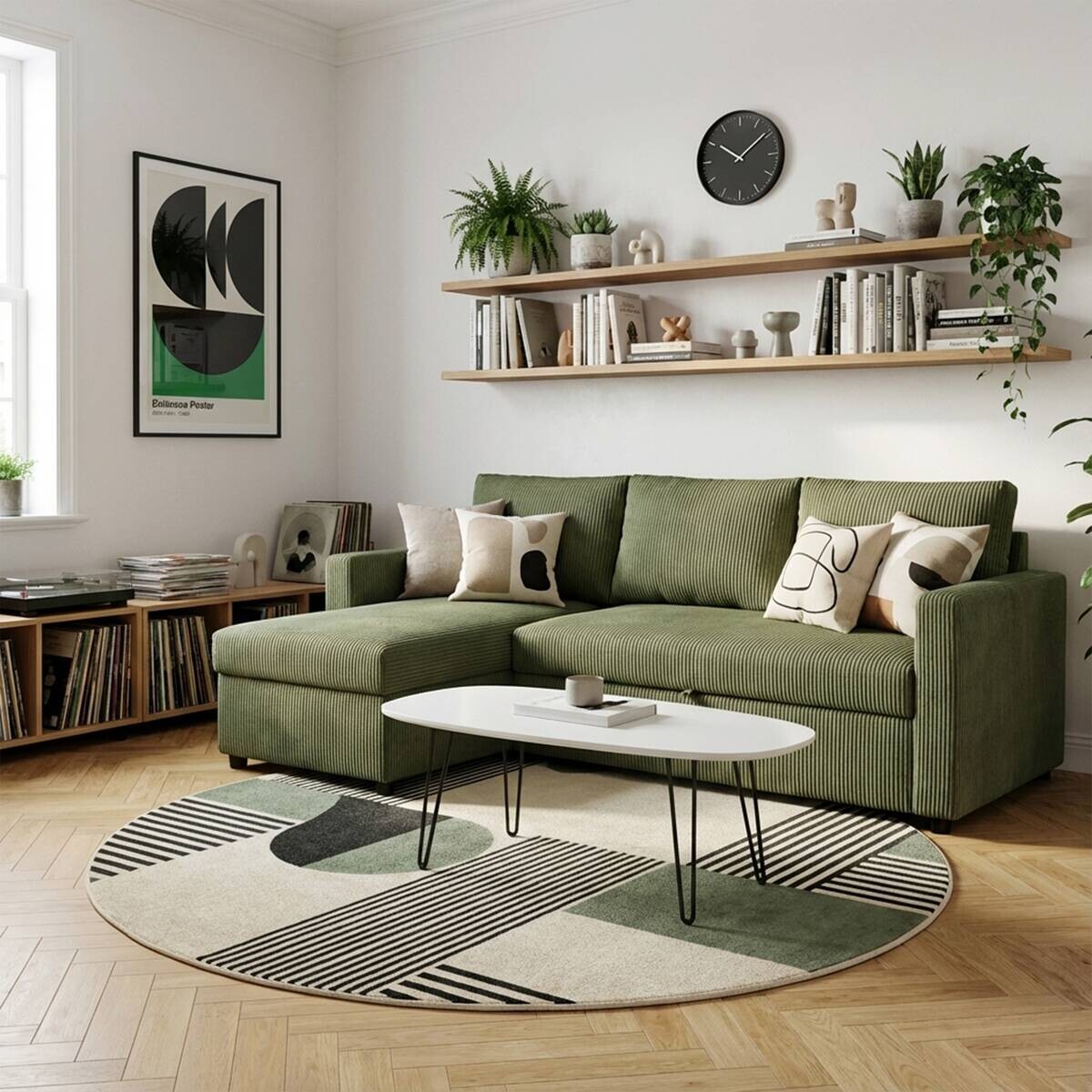 Ecksofa mit Bettfunktion und Bettkasten khaki Microfaser B/H/T: ca. 215x145x82 cm
