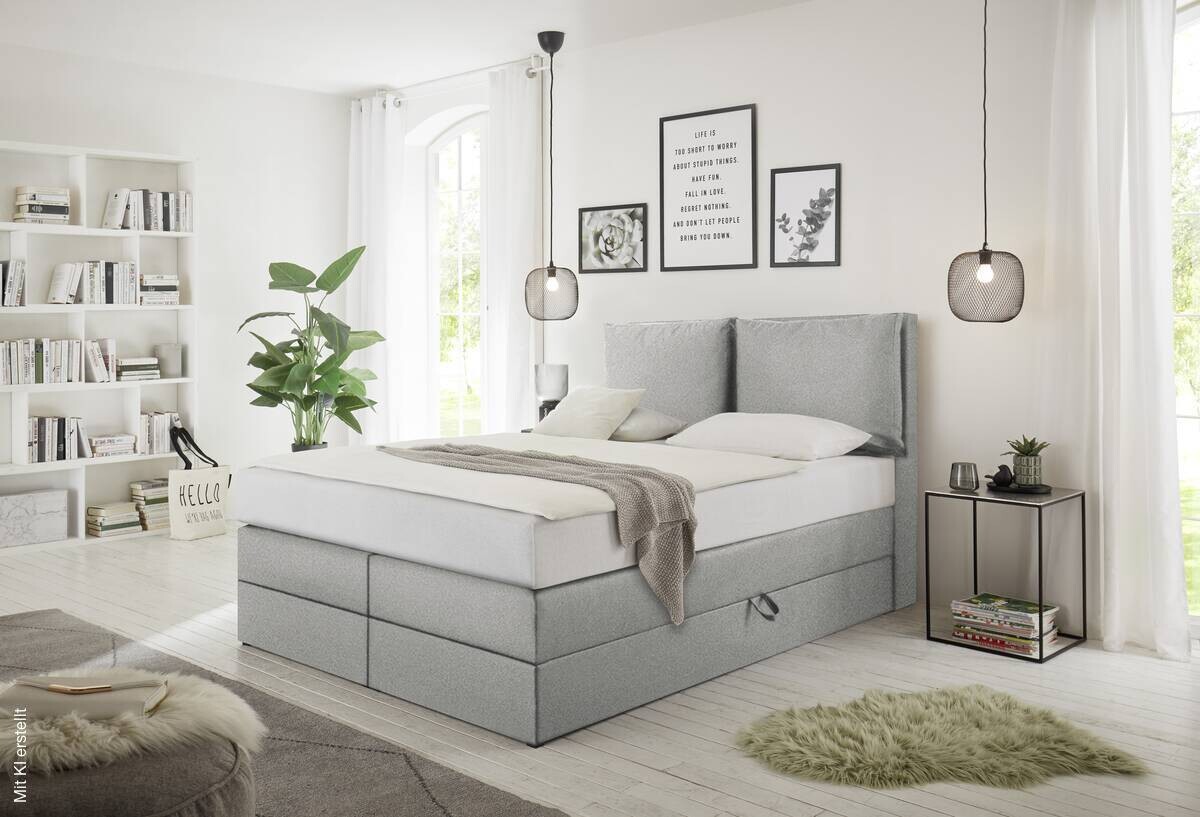 Boxspringbett Lissy hellgrau Liegefläche B/L: ca. 140x200 cm