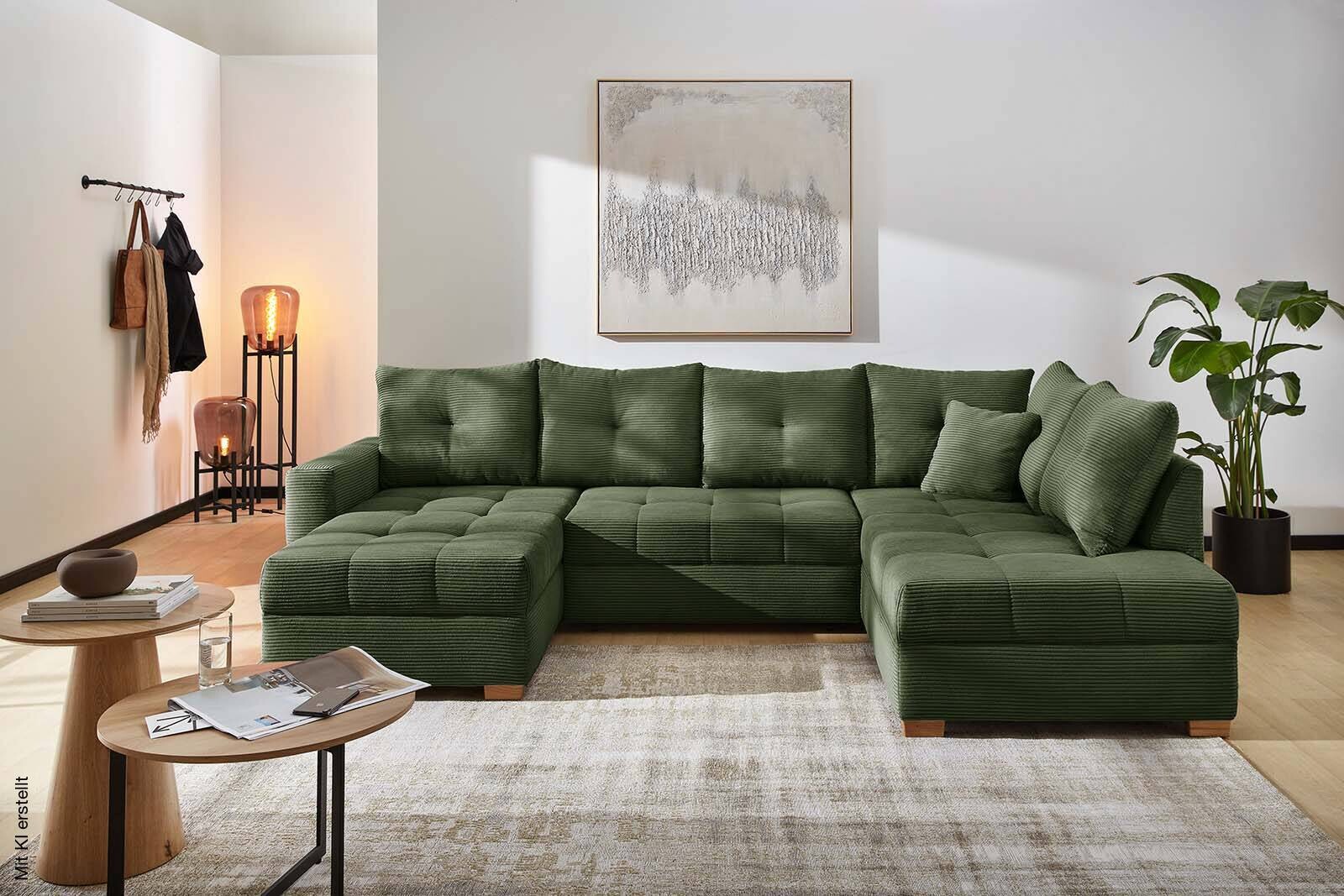 Wohnlandschaft grau Microfaser B/H/T: ca. 313x92x200 cm | grau | 313,00/92,00/200,00 cm