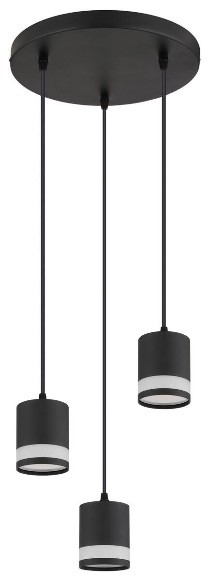 GLOBO Hängeleuchte Opal schwarz Kunststoff Metall H/D: ca. 110x30 cm 3 Brennstellen