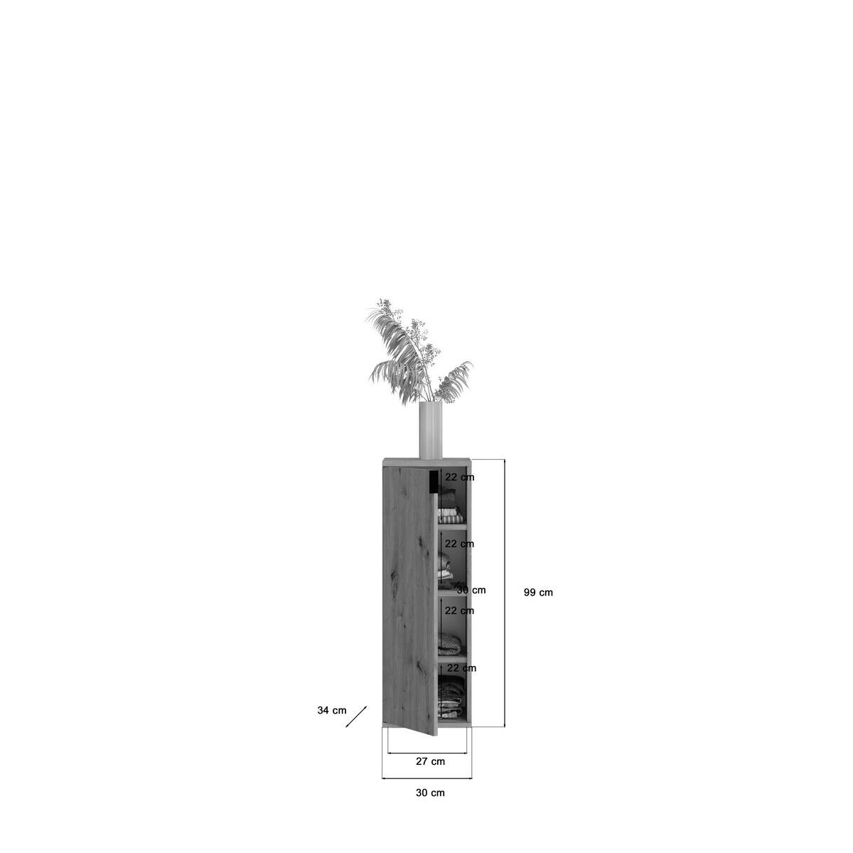 Garderobe PROJEKT Eiche Artisan Nachbildung B/H/T: ca. 91x99x34 cm