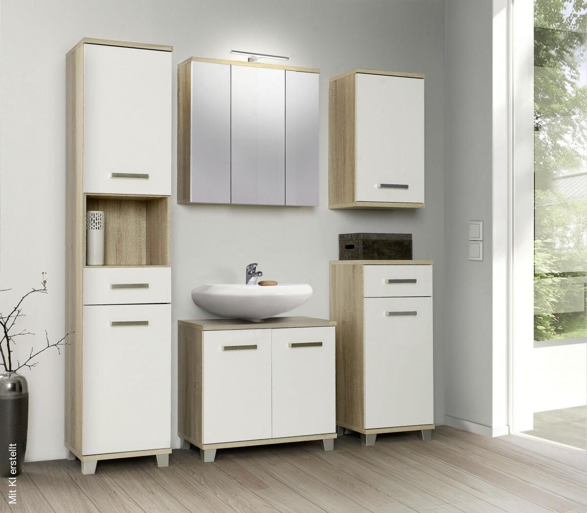 Spiegelschrank Eiche Sonoma Nachbildung B/H/T: ca. 68,6x68,1x20 cm