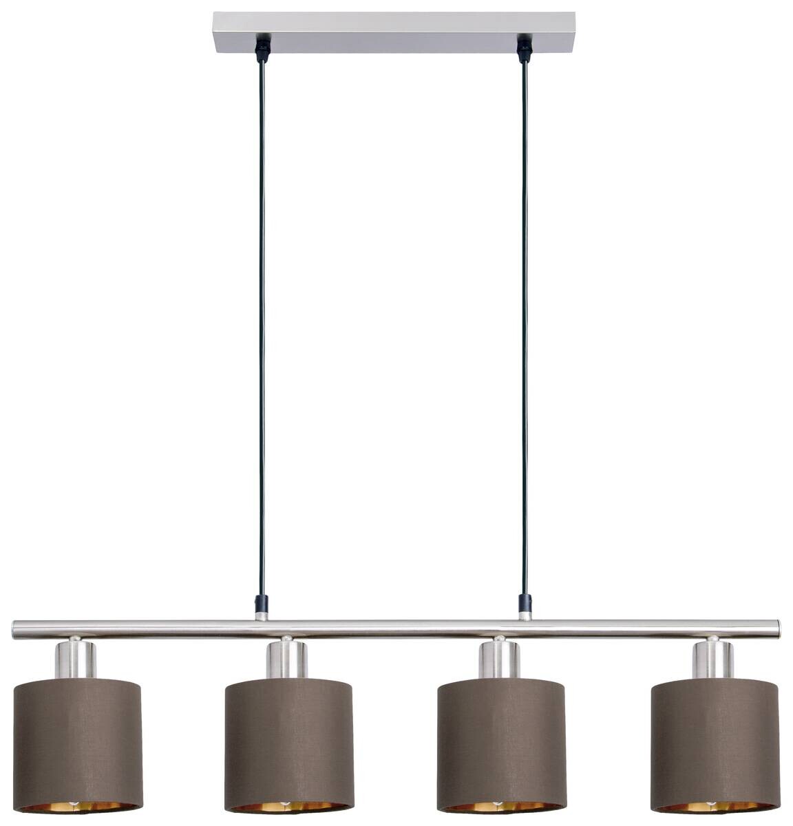 Näve Leuchten Pendelleuchte 7092014 braun Textil Metall B/H/T: ca. 12x140x72,4 cm E14 4 Brennstellen