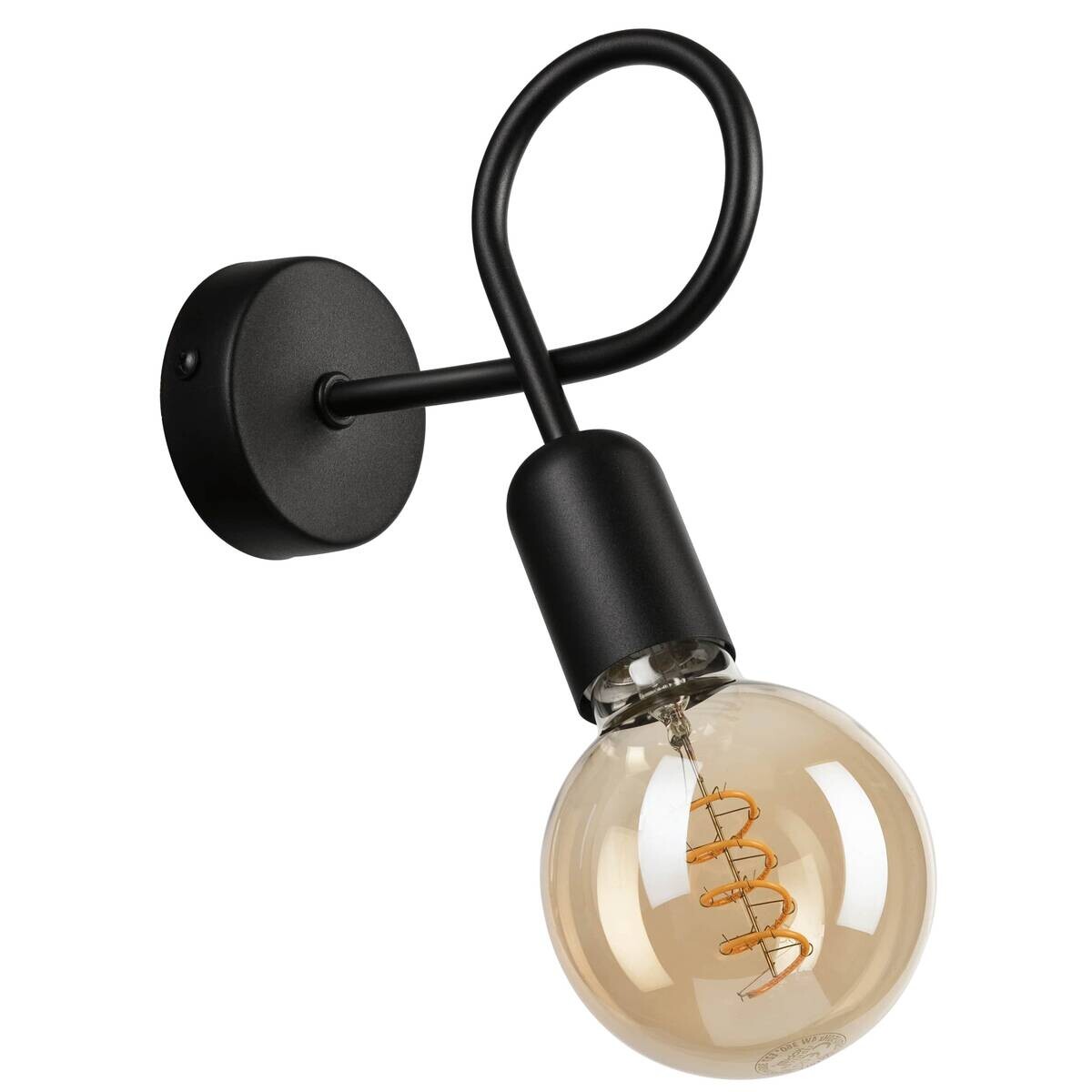 Lamkur Wandleuchte schwarz Stahl B/H/L: ca. 8x18x16 cm E27 1 Brennstellen