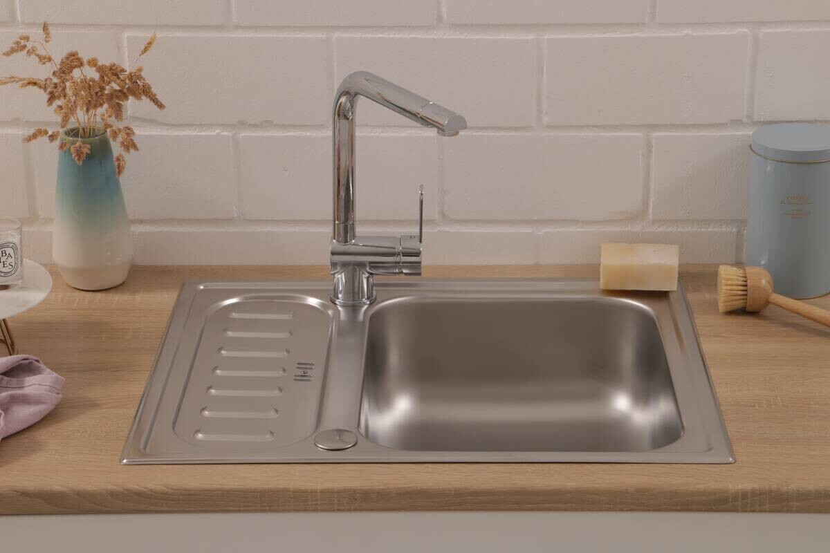 Respekta Einbauspüle Riverside Edelstahl B/H/T: ca. 61,5x17,5x50 cm