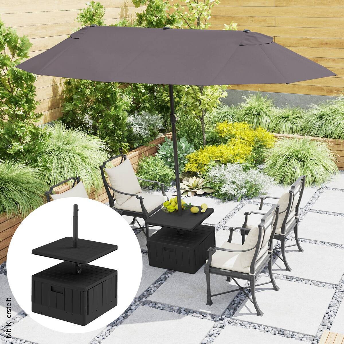Outsunny Schirmständer schwarz Metall B/H/L: ca. 53x45x53 cm