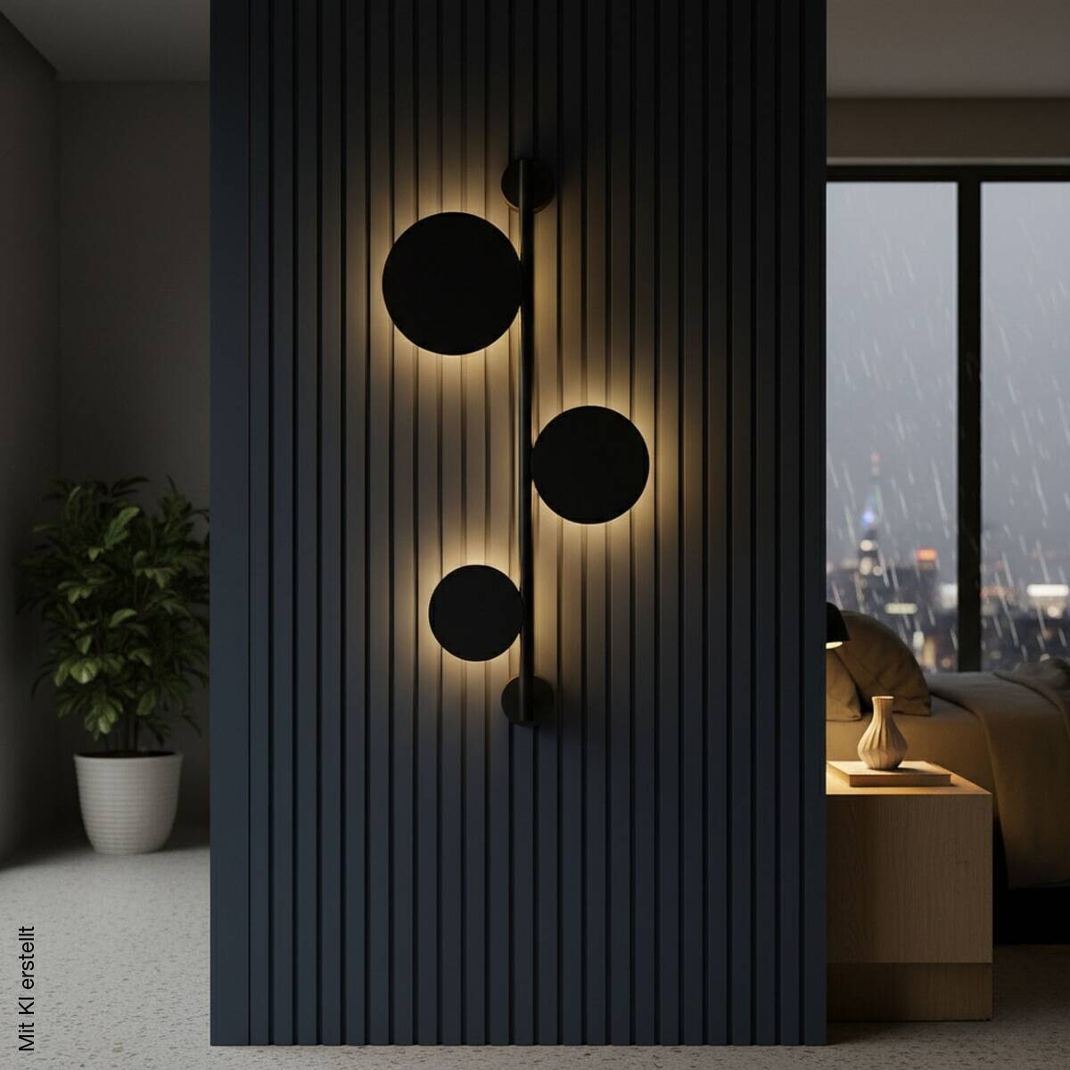 Opviq LED-Wandleuchte schwarz B/H/T: ca. 80x14x34 cm 3 Brennstellen