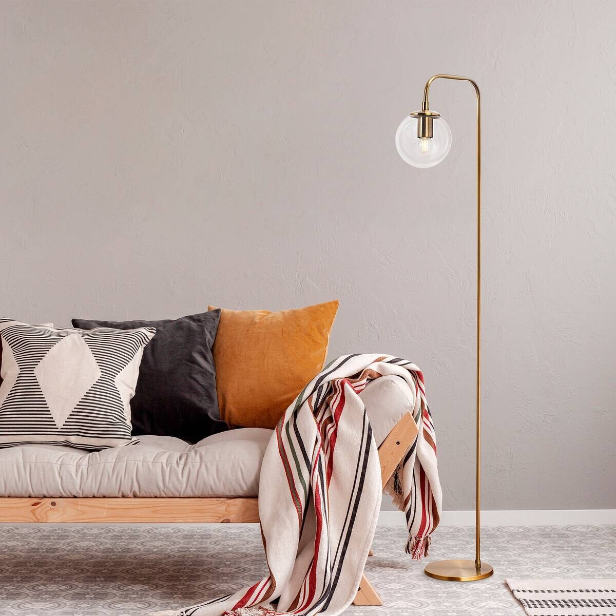 Opviq Stehlampe Viran bronze Glas Metall B/H/T/L/D: ca. 27x146x27x27x15 cm E14 1 Brennstellen