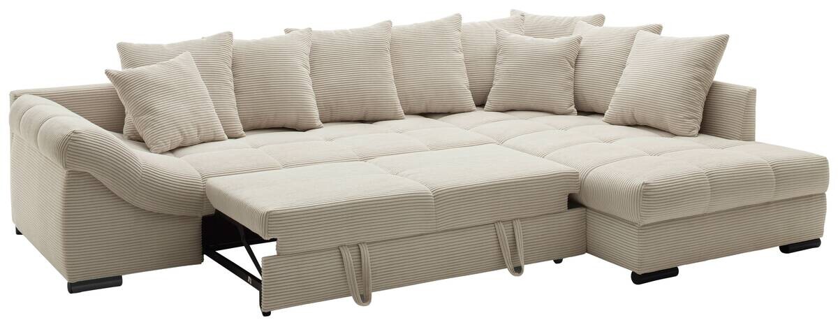 Ecksofa mit Bettfunktion natur Microfaser B/H/T: ca. 303x88x202 cm