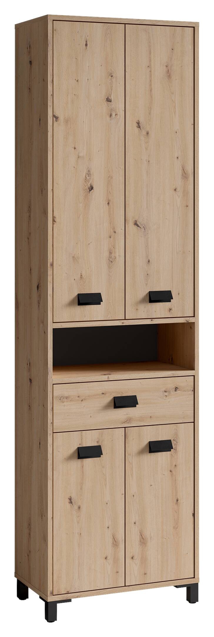 Hochschrank WELLNESS Eiche Artisan Nachbildung schwarz schwarz B/H/T: ca. 54x193x31 cm