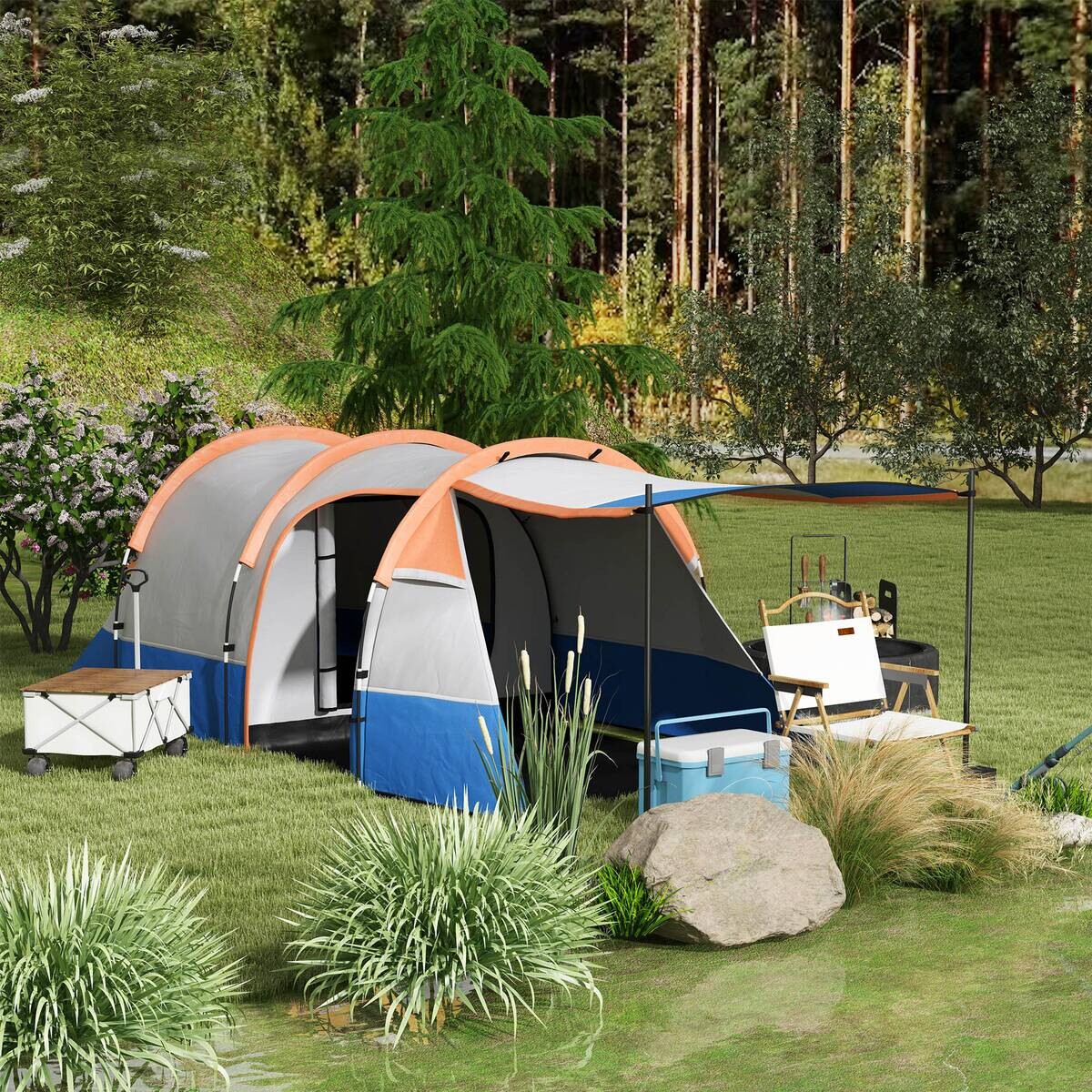 Outsunny Campingzelt orange Stahl B/H/L: ca. 200x150x420 cm