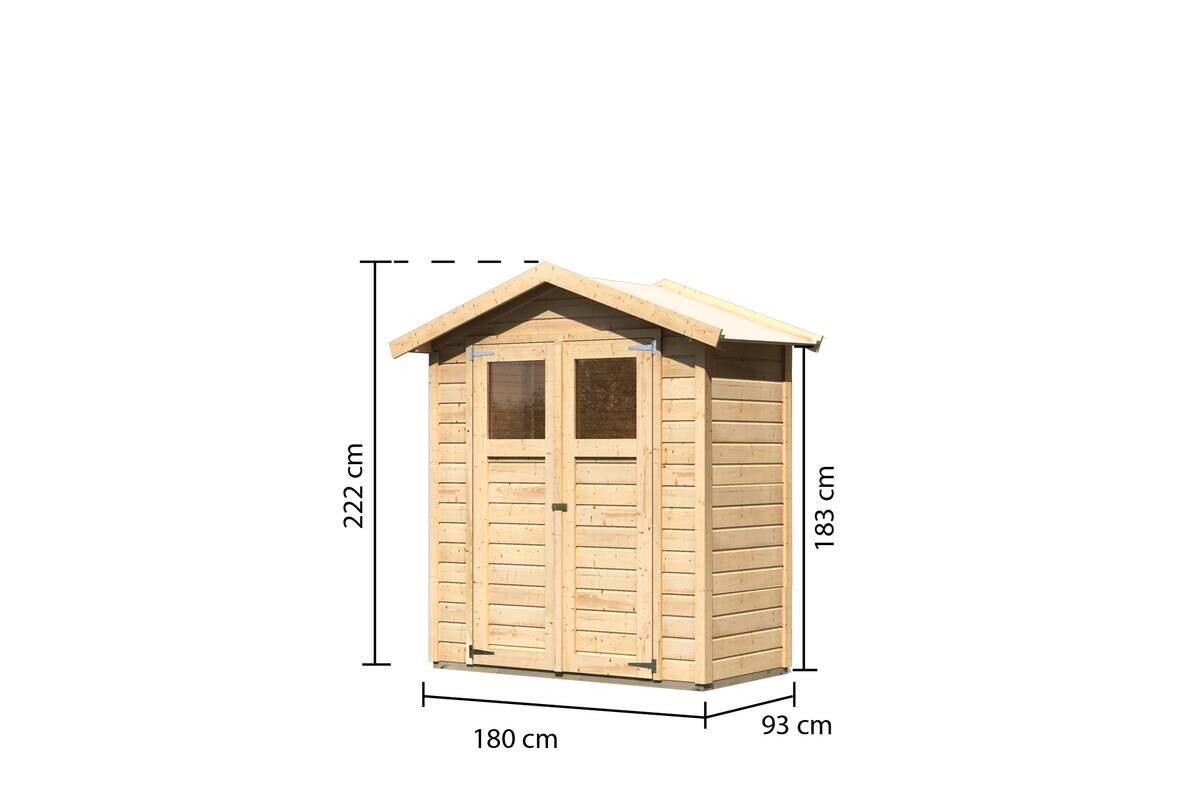 Karibu Gartenhaus Tito 0 natur B/H/T: ca. 181x222x93 cm