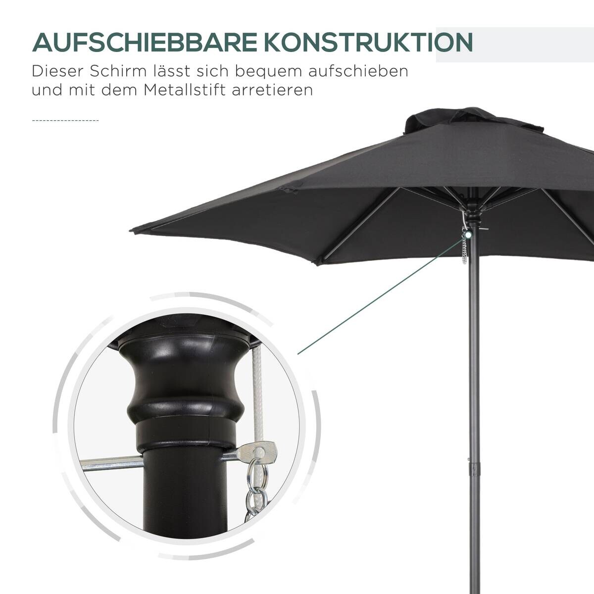 Outsunny Sonnenschirm schwarz Polyester B/H/L: ca. 196x204x196 cm