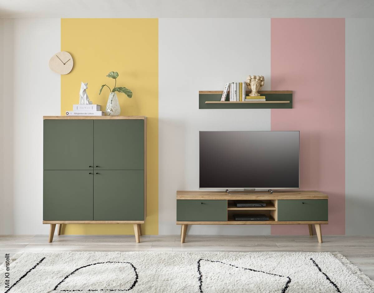 Highboard Alva Eiche Evoke Coast Nachbildung salbei B/H/T: ca. 107x134x40 cm