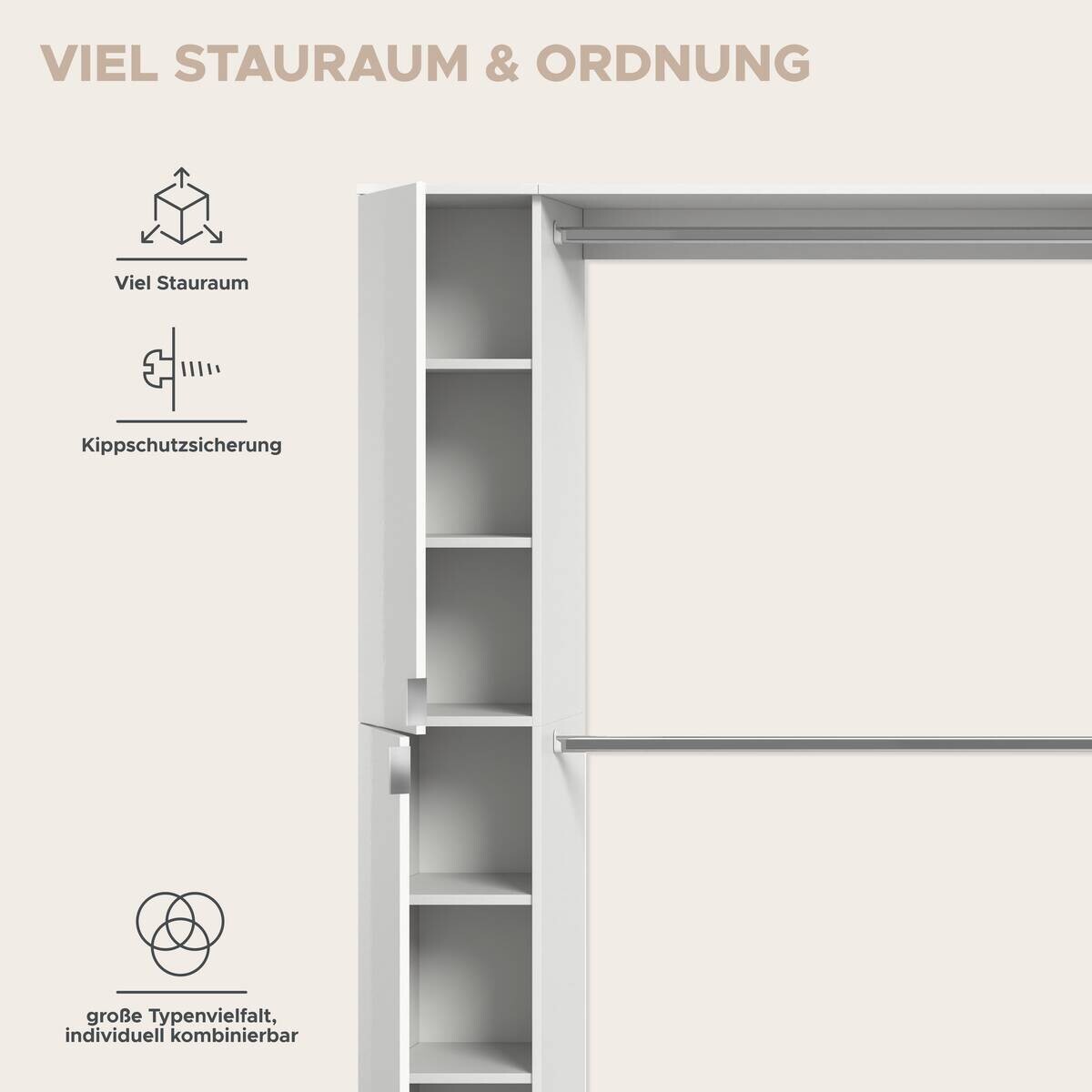 Garderobe PROJEKT X weiß weiß Hochglanz B/H/T: ca. 341x191x37 cm