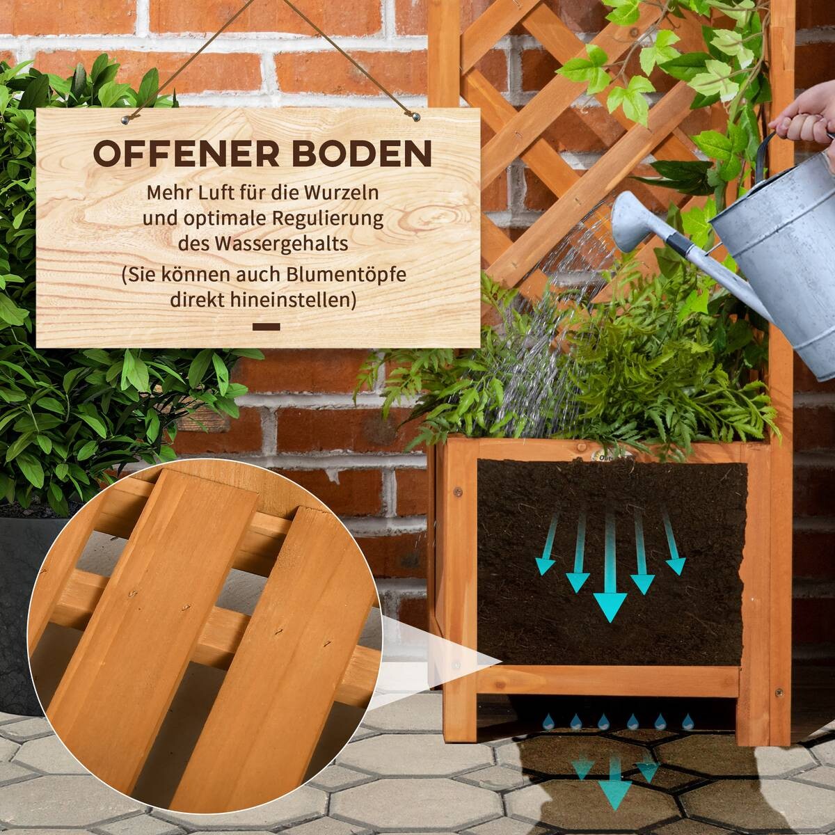 Outsunny Eckbeet braun B/H/L: ca. 32x108x32 cm