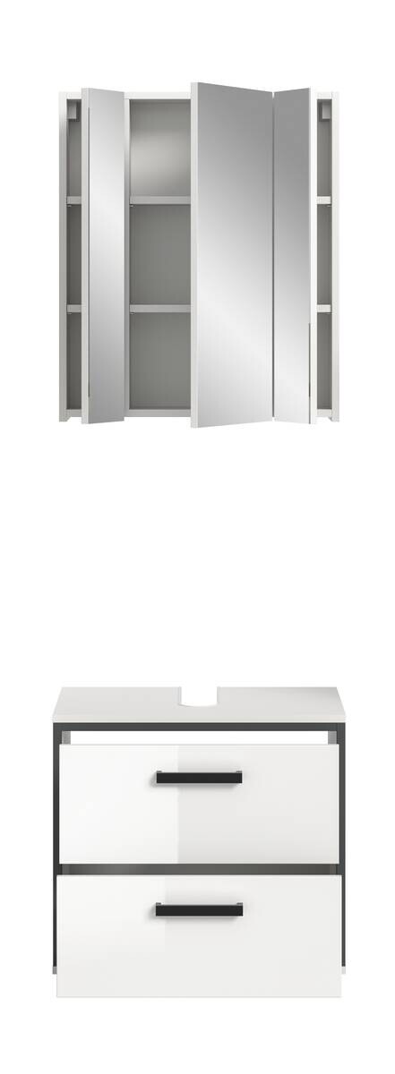 Badblock KOJAK weiß weiß Hochglanz anthrazit B/H/T: ca. 60x188x37 cm