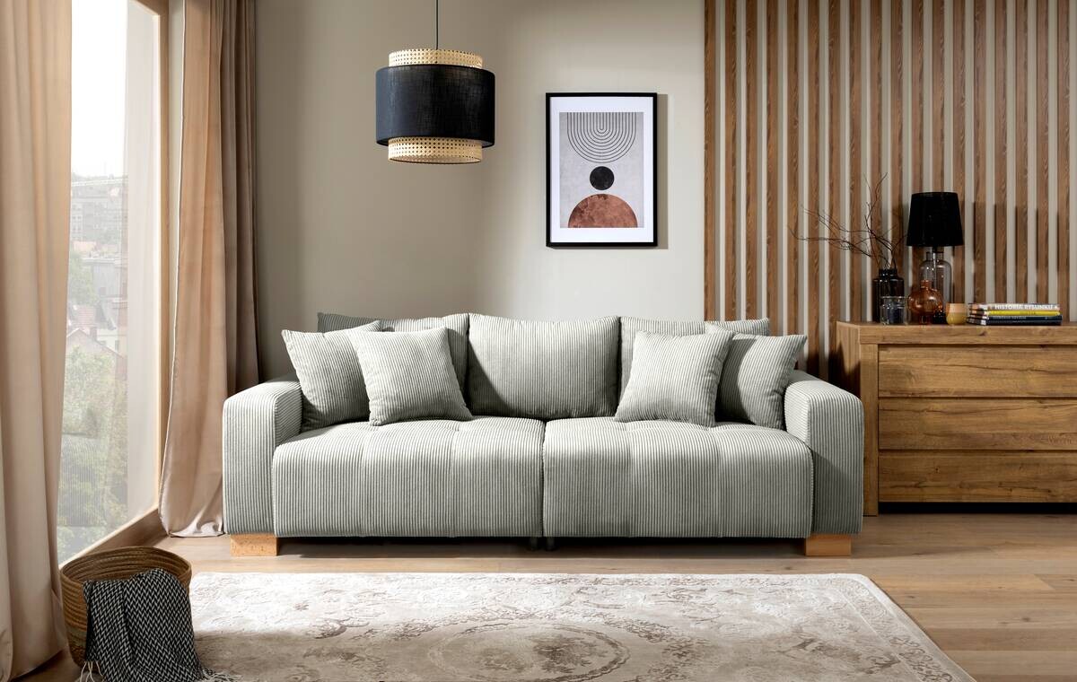 Big Sofa Alpha New hellgrau Microfaser B/H/T: ca. 244x85x112 cm