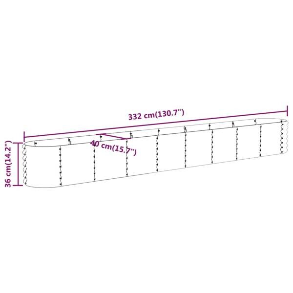 Hochbeet grau Stahl B/H/L: ca. 332x36x332 cm