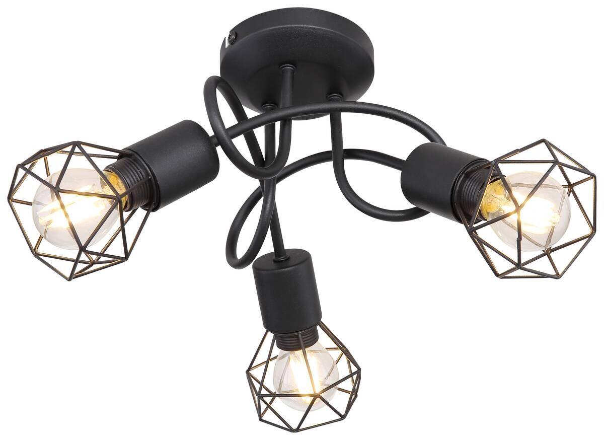 GLOBO Deckenleuchte Xara schwarz Metall H/D: ca. 20x36 cm E14 3 Brennstellen