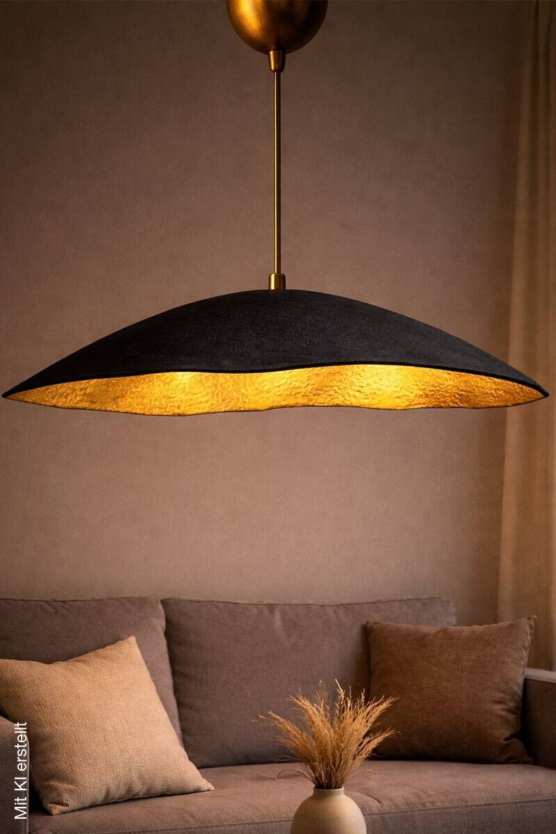 Pendelleuchte gold schwarz Beton B/H/L/D: ca. 60x62x60x60 cm E27 1 Brennstellen