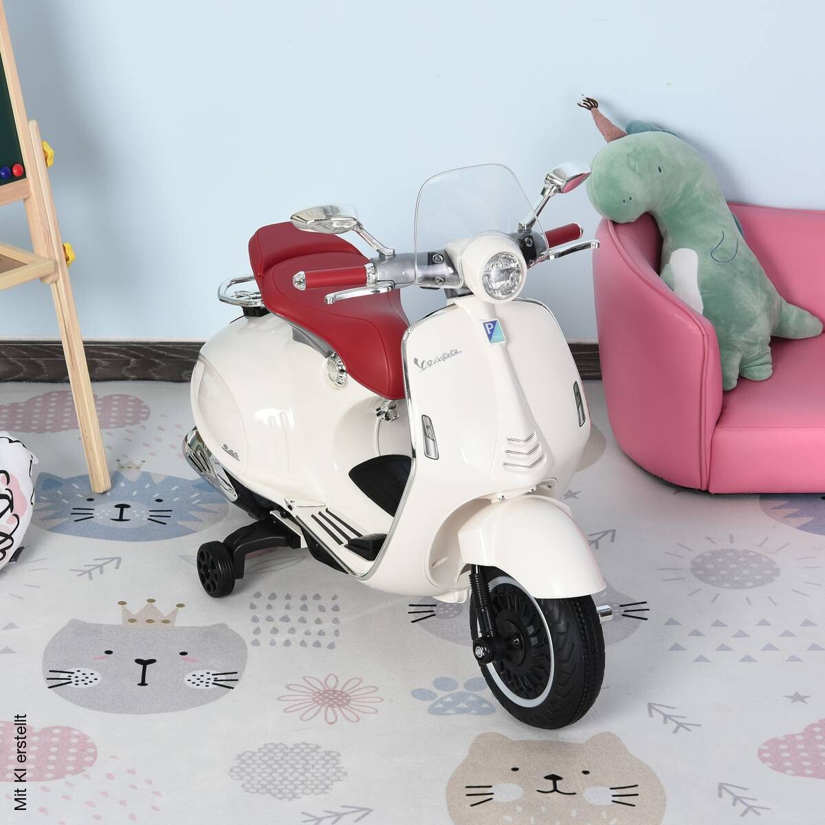 HOMCOM Kinder-Elektro-Motorrad Vespa creme B/H/L: ca. 49x75x108 cm