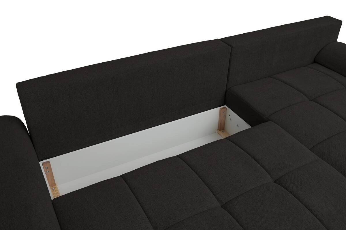 Ecksofa mit Bettfunktion und Bettkasten Lorenz schwarz Microfaser B/H/T: ca. 284x74x180 cm