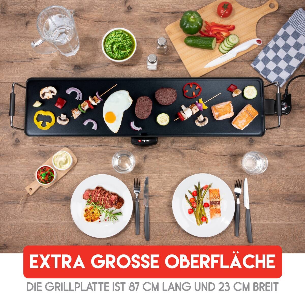 alpina Grill schwarz Metall Kunststoff B/H/T: ca. 87x12x23 cm