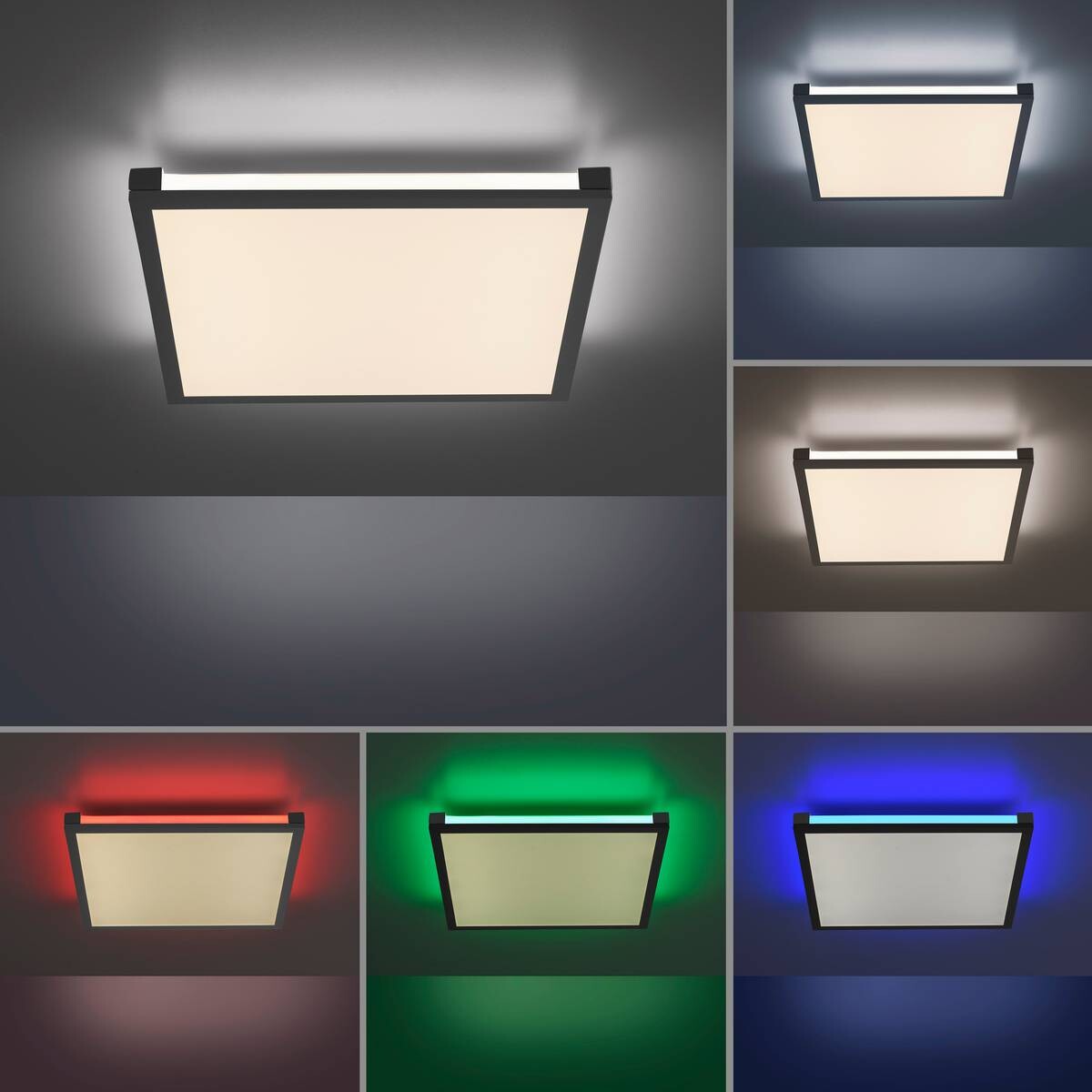 Just Light LED-Deckenleuchte MARIO 11621-18 schwarz weiß Kunststoff Metall B/H/T: ca. 45x7,1x45 cm 2 Brennstellen