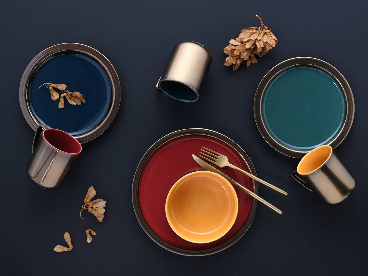 CreaTable Kombiservice RUSTIKAL - Collection bunt Steinzeug 16 tlg.