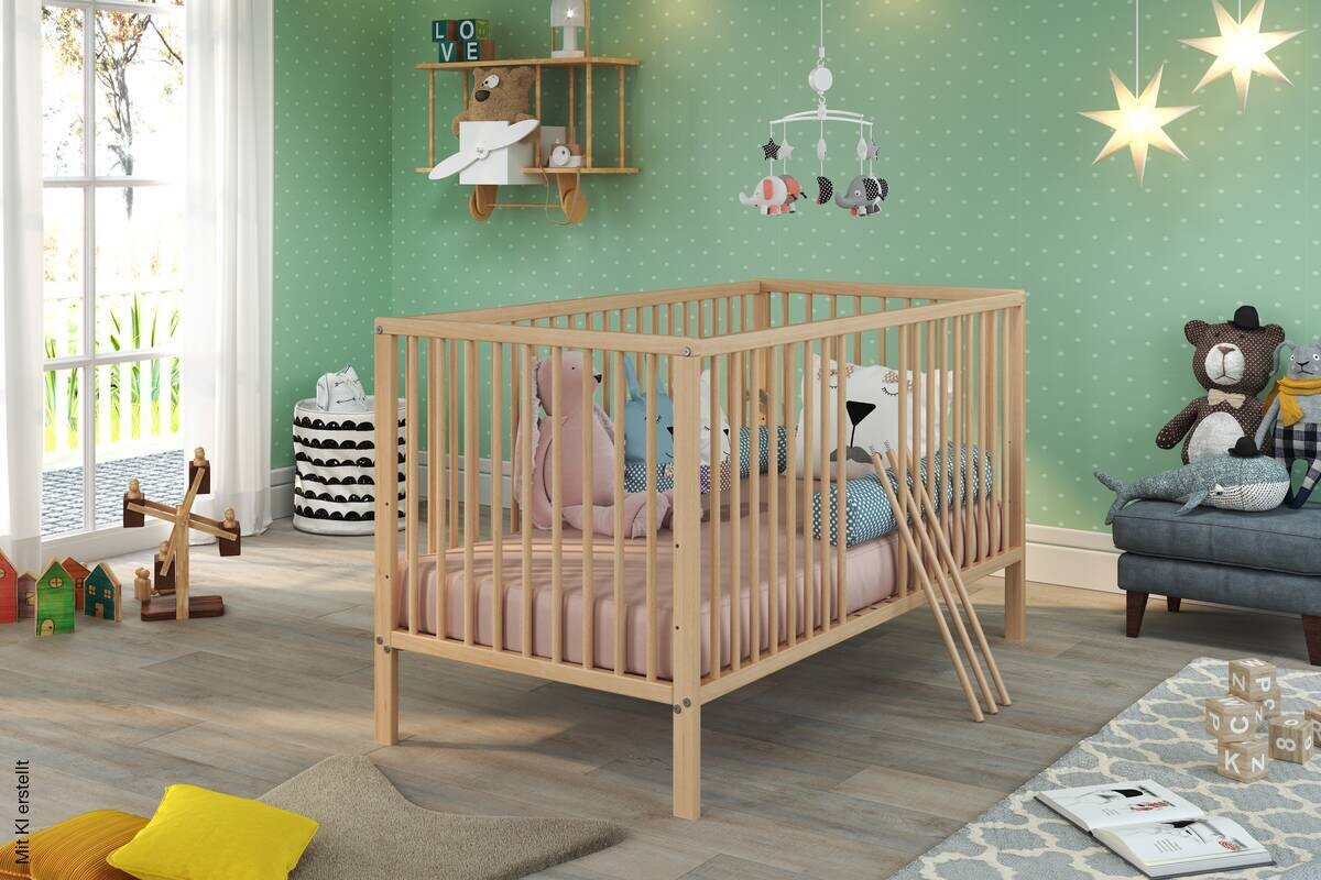 Babybett buche B/H/T: ca. 144x84x78 cm Liegefläche B/L: ca. 70x140 cm